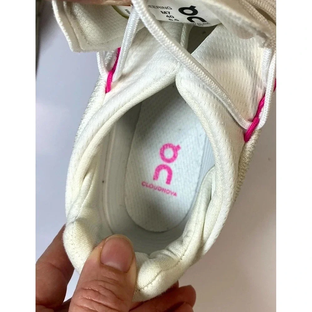 On Cloudnova 26.98495 Women's Sneakers 7M White Carnation Athletic Running Shoe